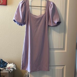 Puffer sleeve lilac mid thigh dress
